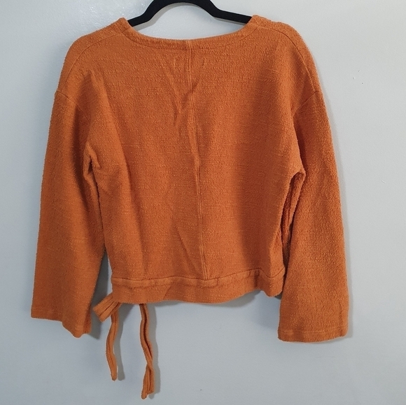 MADEWELL Texture & Tread Blouse Faux-Wrap Burnt Orange Women's Size M - Picture 6 of 8